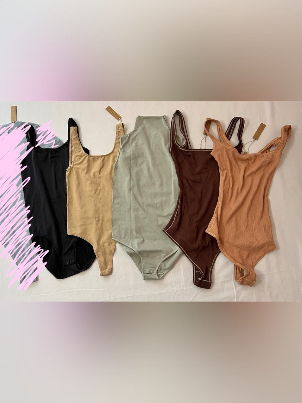 SKIMS Cotton Rib Ribbed Smoothing Light Essential Bodysuit Bundle